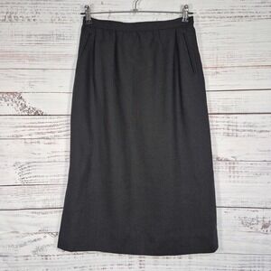Vintage ILGWU Union Made Midi Skirt Black High Waist Side Slit Pockets READ